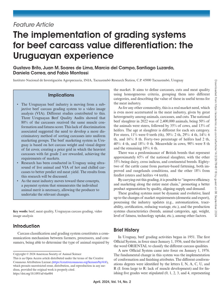 Gustavo B. 2011. The Implementation of Gradying Systems For Beef ...