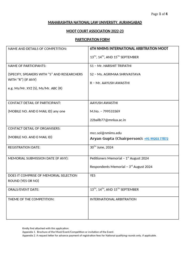 Maharashtra National Law University, Aurangabad Moot Court Association ...