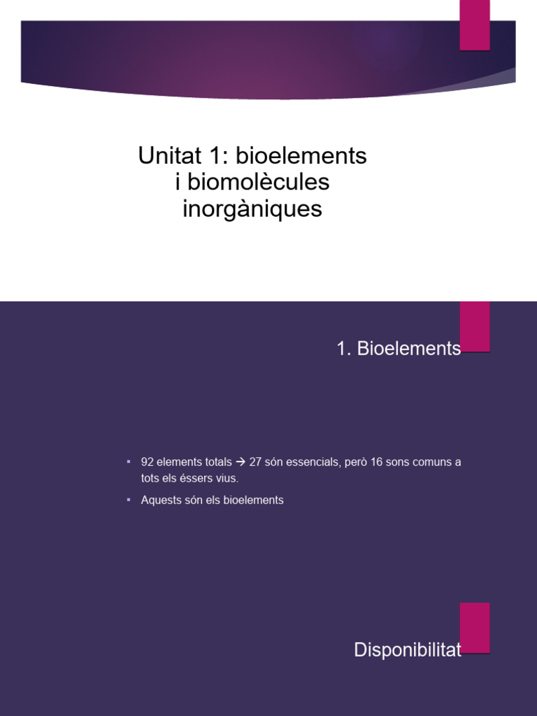 Unitat 1: Bioelements I Biomolècules Inorgàniques | PDF