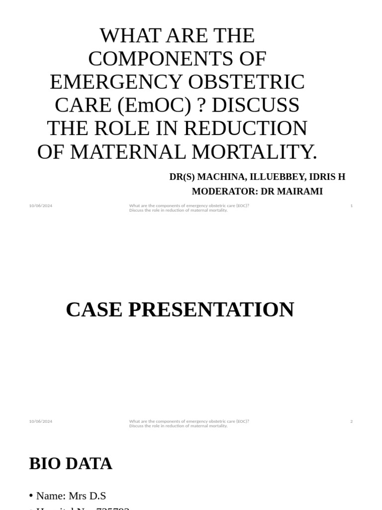 Emergency Obstetric Care | PDF