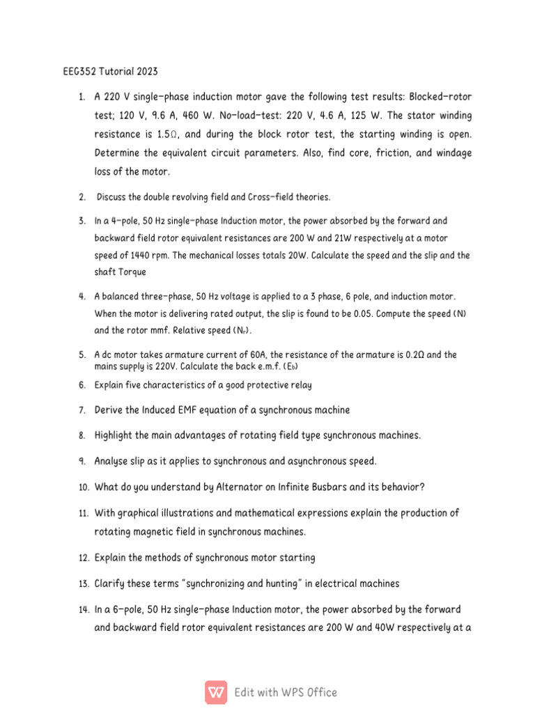 EEG352 Tutorial 2023 To Elizabeth | PDF