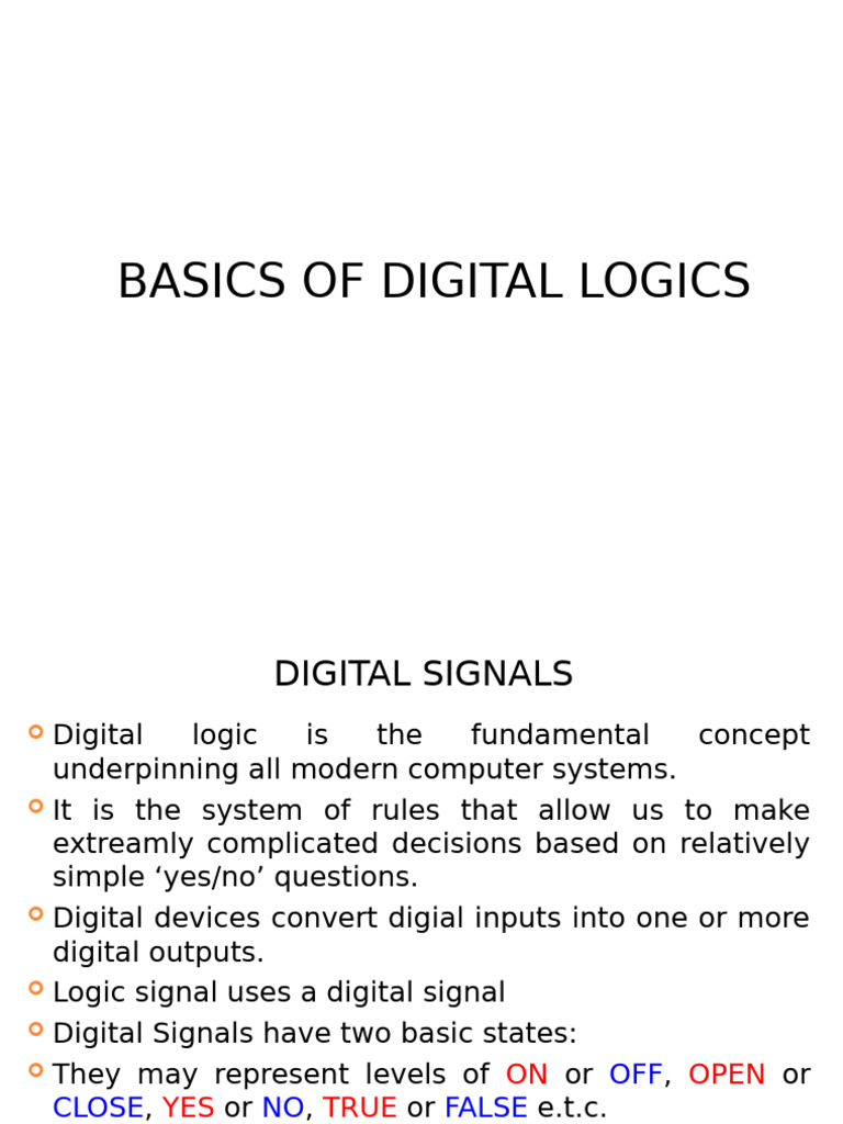 Mecha Lec 5 Basic Digital Logic | PDF