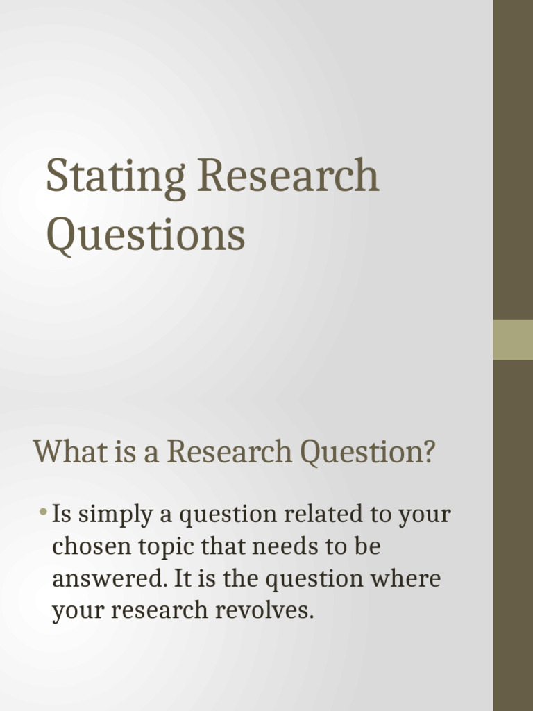 Stating Research Questions | PDF