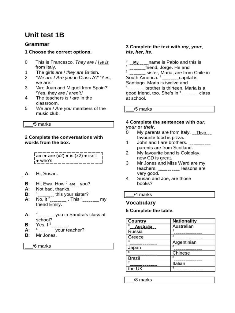 LB 5th Unit Test 01B | PDF