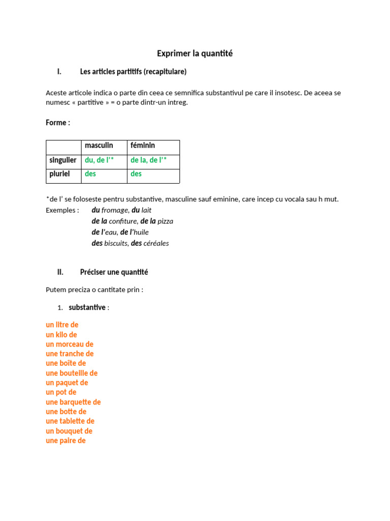 Exprimer Le Quantitifs | PDF