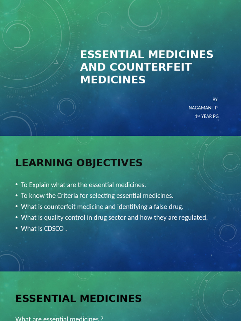Essential Medicines and Counterfeit Medicines | PDF