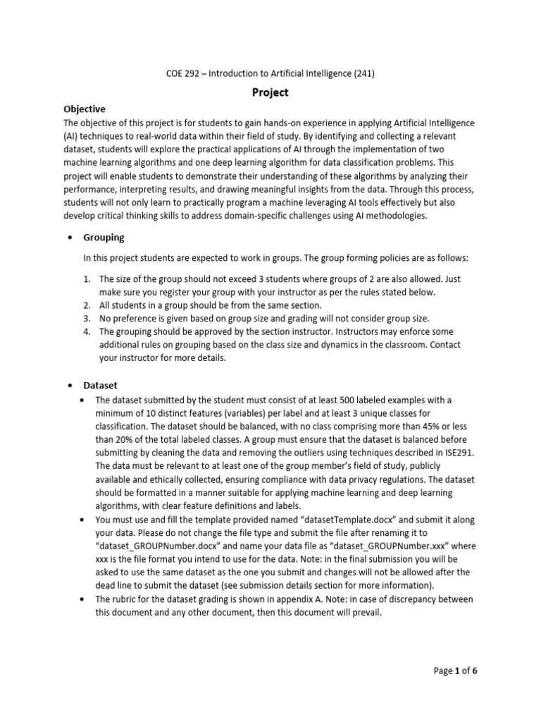 Project Requirements Student Version 1 0 Pdf
