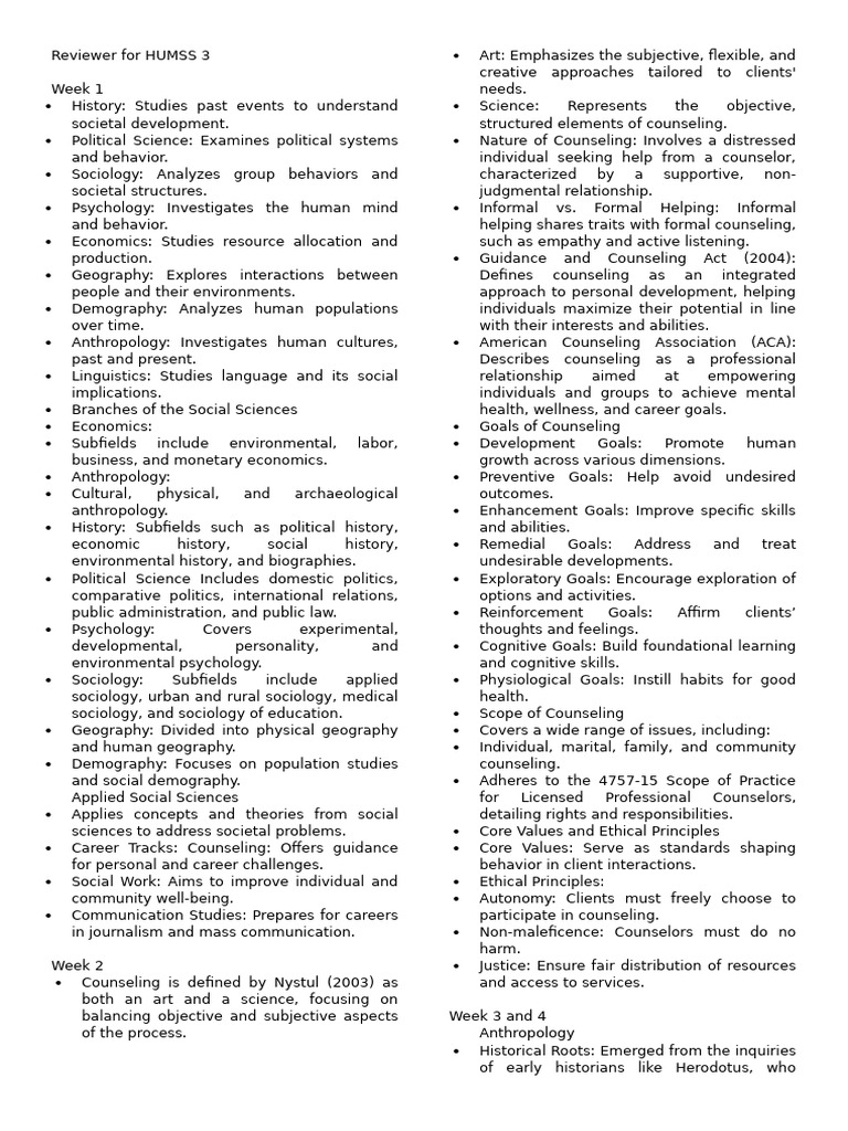 HUMSS 3 Reviewer | PDF