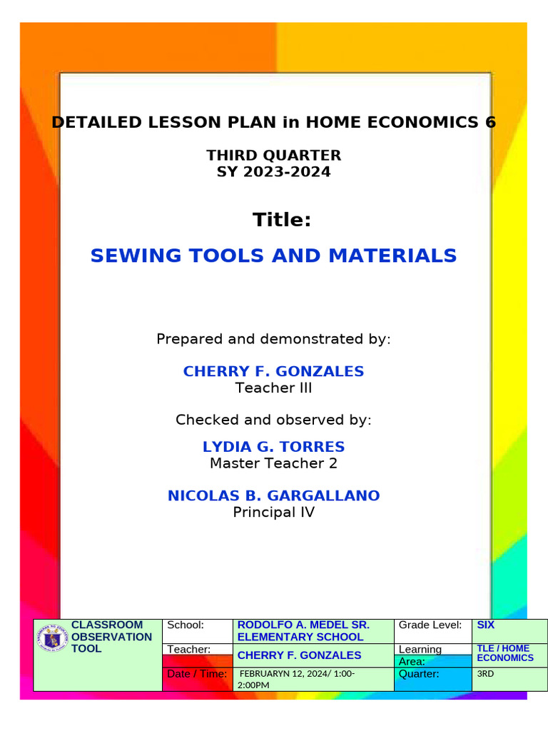 My Cot Q2 H E 2023 2024 Pdf Sewing Learning