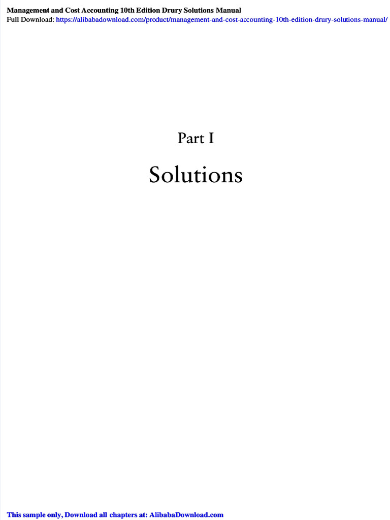 PDF Management and Cost Accounting 6th Edition Drury Solutions Manual ...