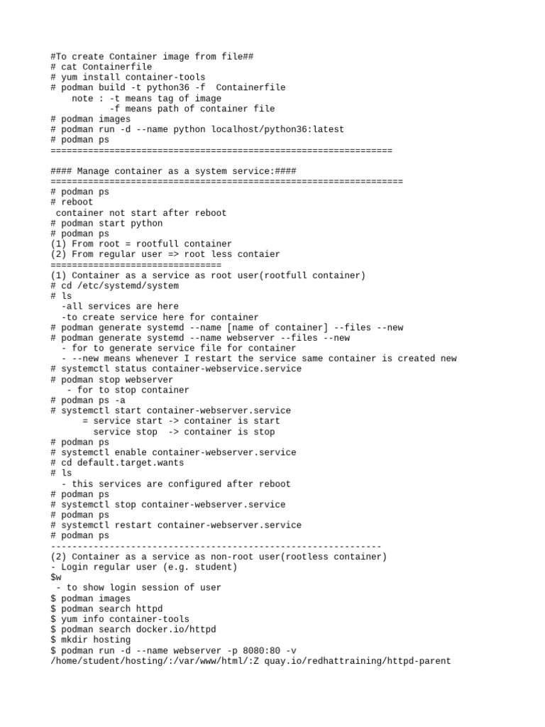 RHCSA Container Details | PDF