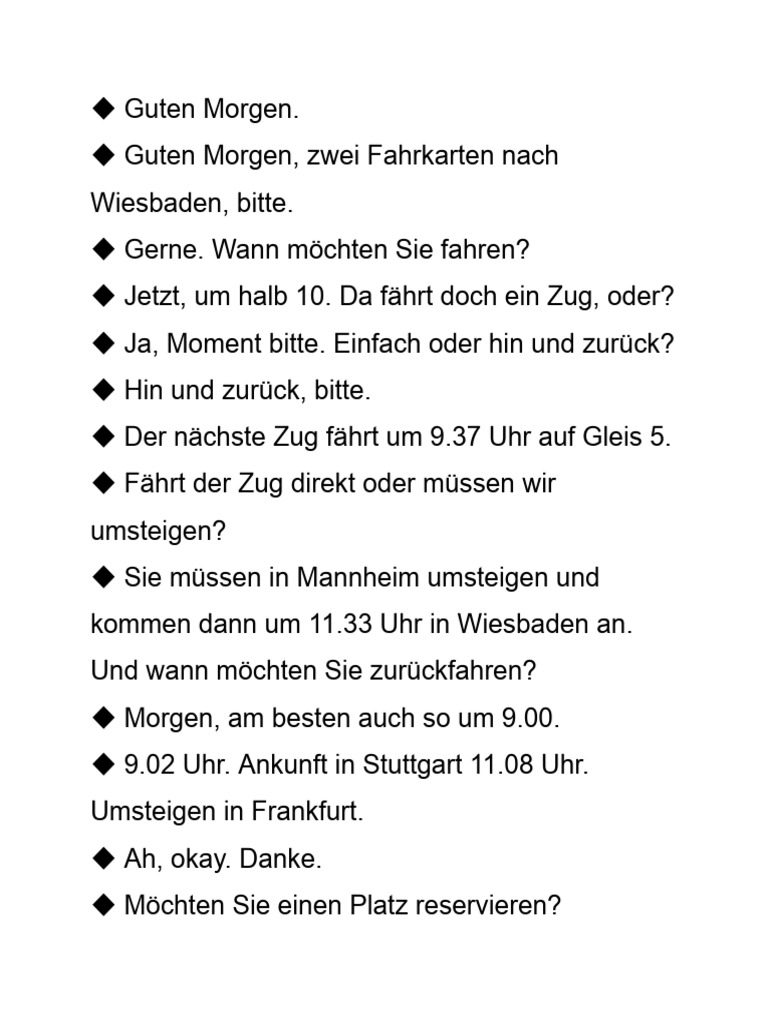 Gesprach Am Fahrkartenschalter | PDF
