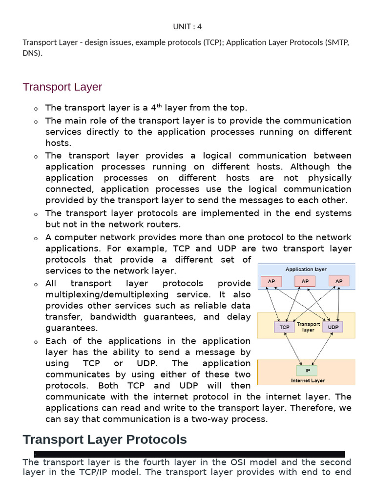 Transport Layer Protocols Overview | PDF | Transmission Control ...