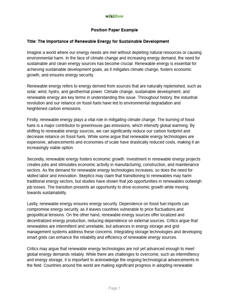 Position Paper Example | PDF