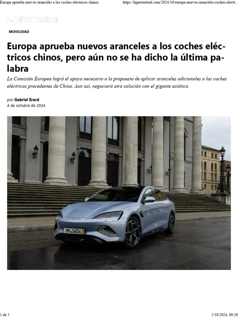 Europa Aprueba Nuevos Aranceles A Los Coches Eléctricos Chinos | PDF