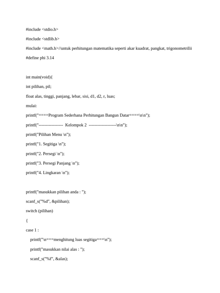 Program Kalkulator | PDF