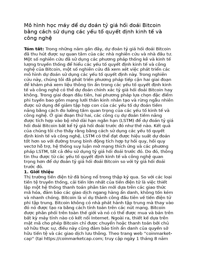 13 - Machine Learning Model For Bitcoin Exchange Rate Prediction | PDF ...