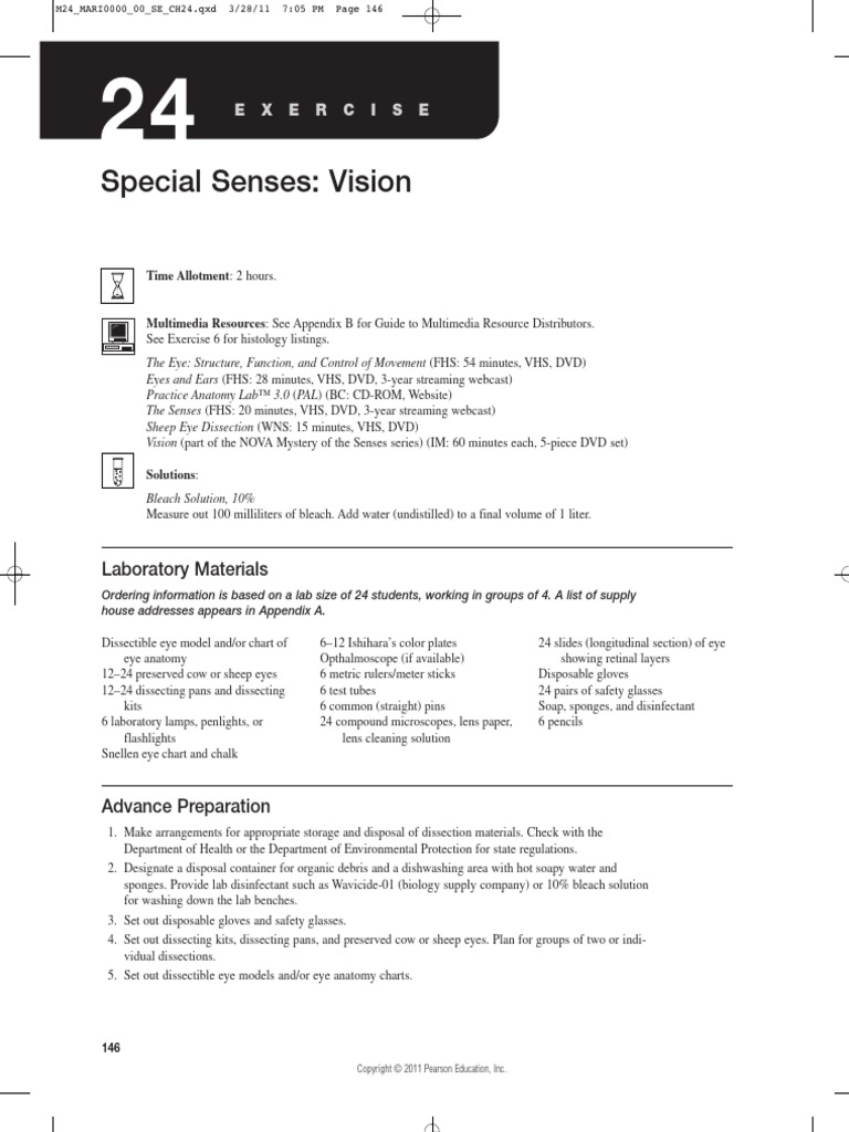 Answers Lab14 SpecialSenses | PDF