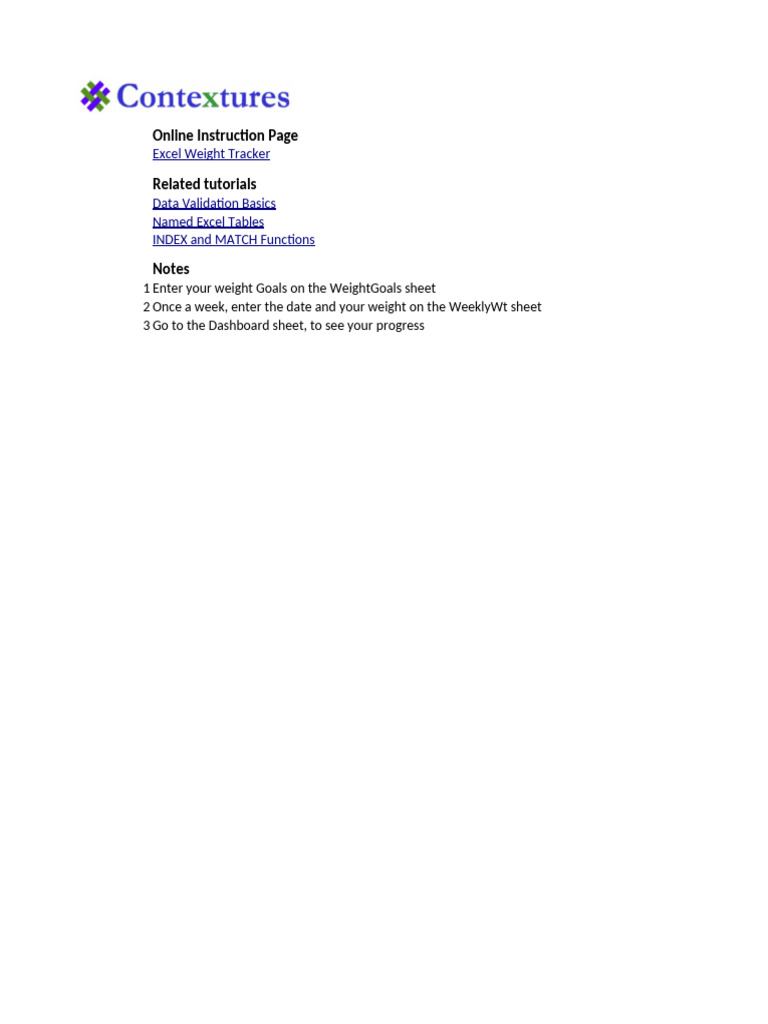 Excel Weight Track LB KG | PDF