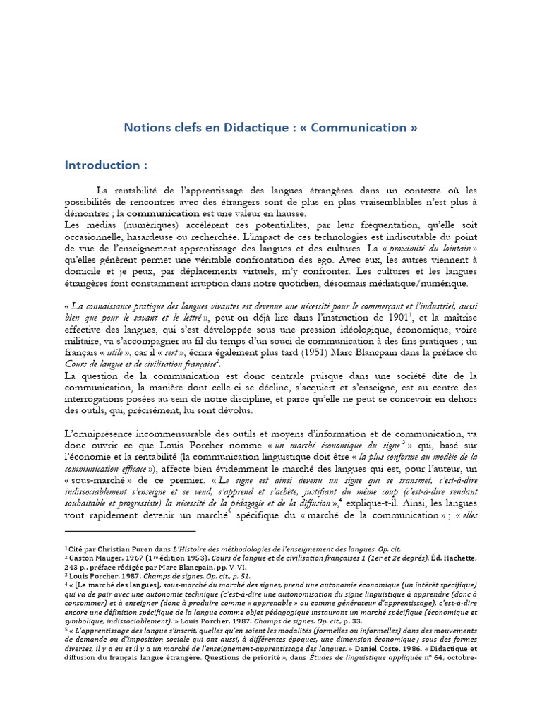 Notions Didactiques Notions 1 - Communication | PDF