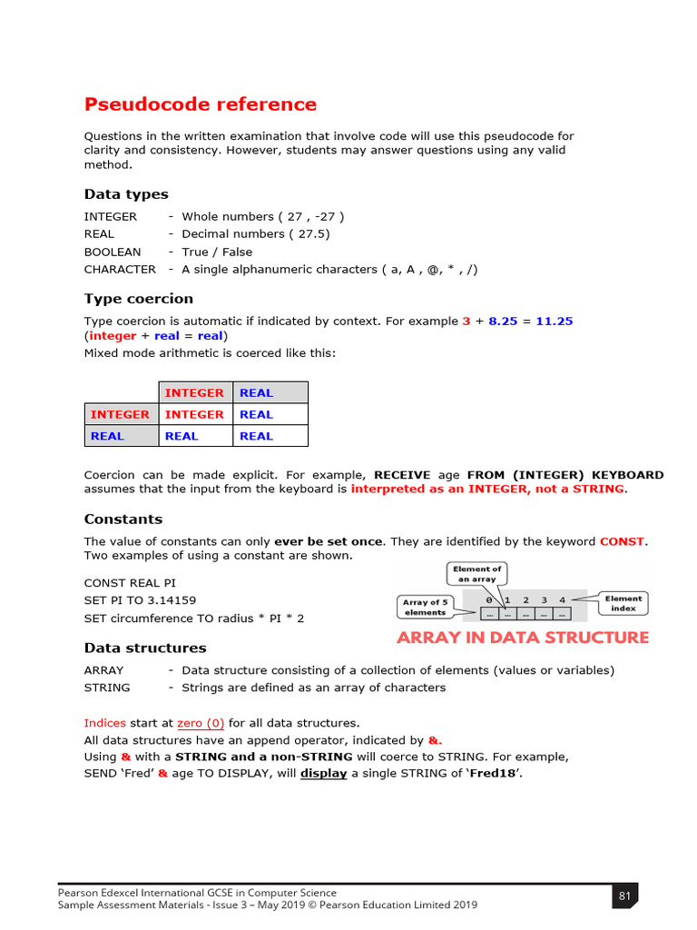 Pseudocode Reference | PDF