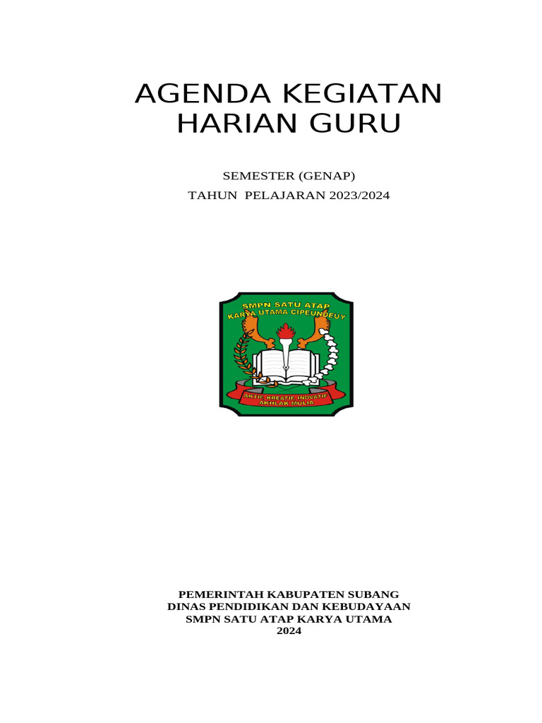 Agenda Harian Guru SMPN Karya Utama | PDF