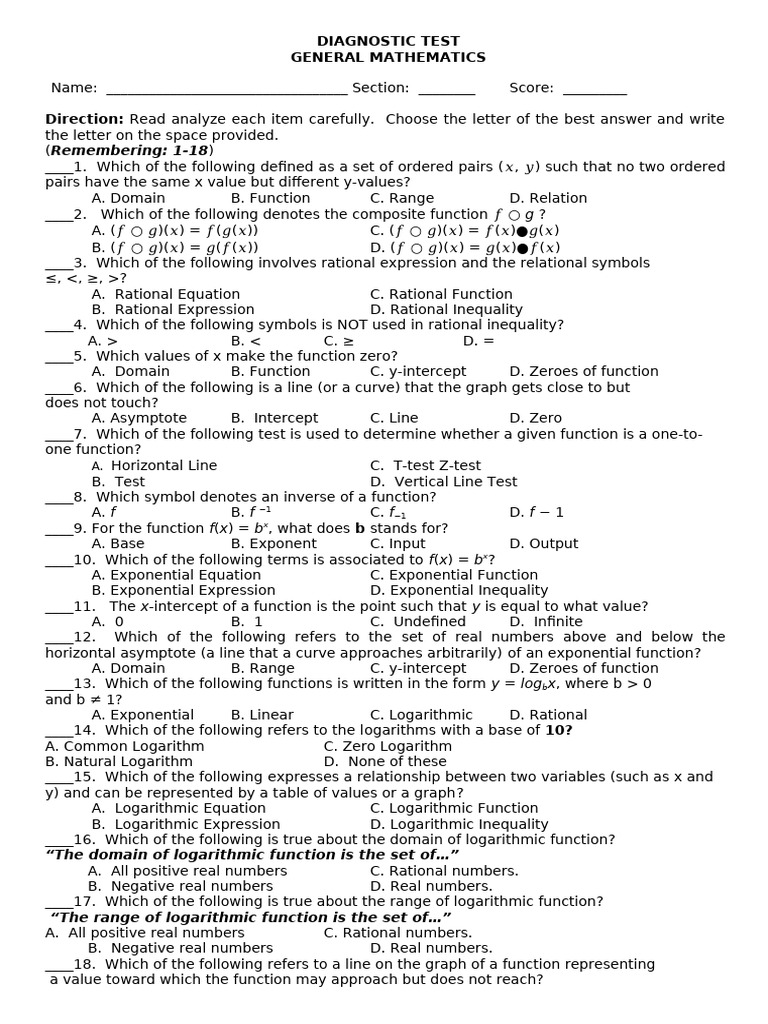Diagnostic Test Pdf