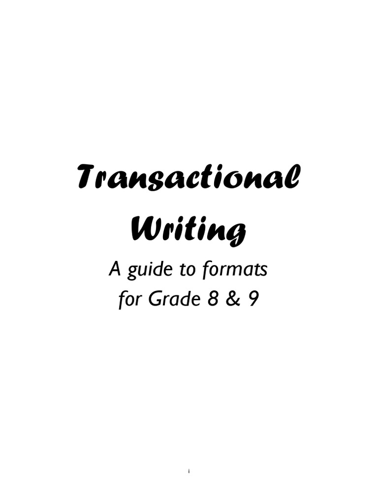 Transactional Writing Guide for Grades 8-9 | PDF | Bullying | The Giver