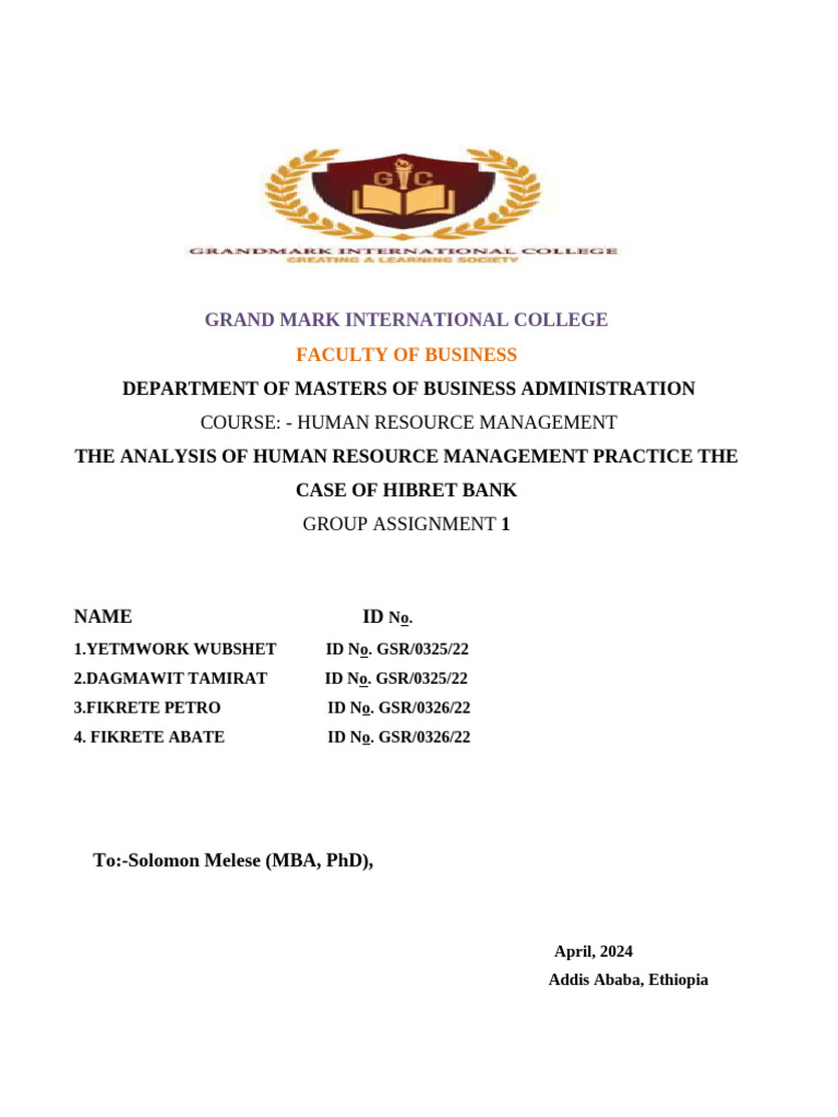 HRM Group Assignment | PDF