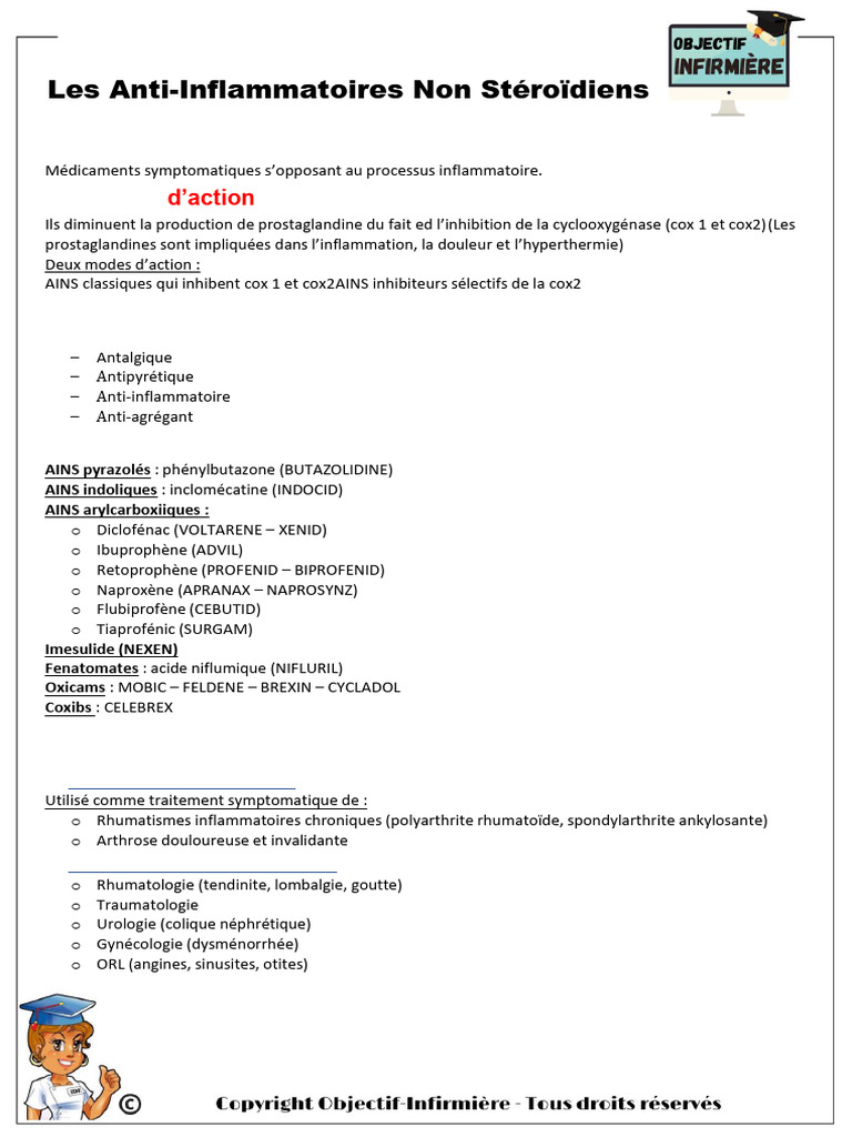 Anti-inflammatoires : Mécanismes et Usages | PDF | Anti-inflammatoire ...