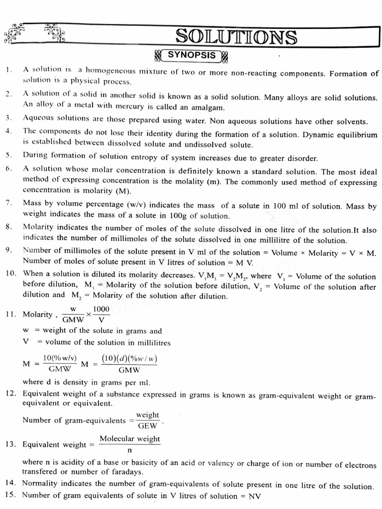Solution (Physical Chemistry) | PDF
