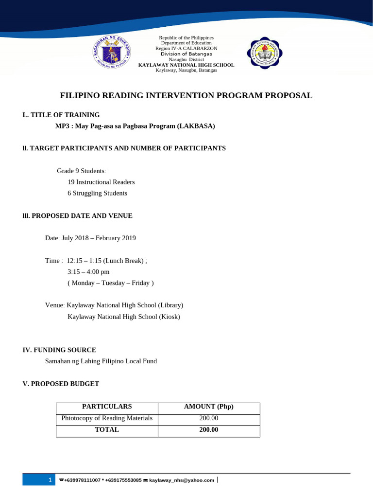 MP3 Reading Proposal | PDF