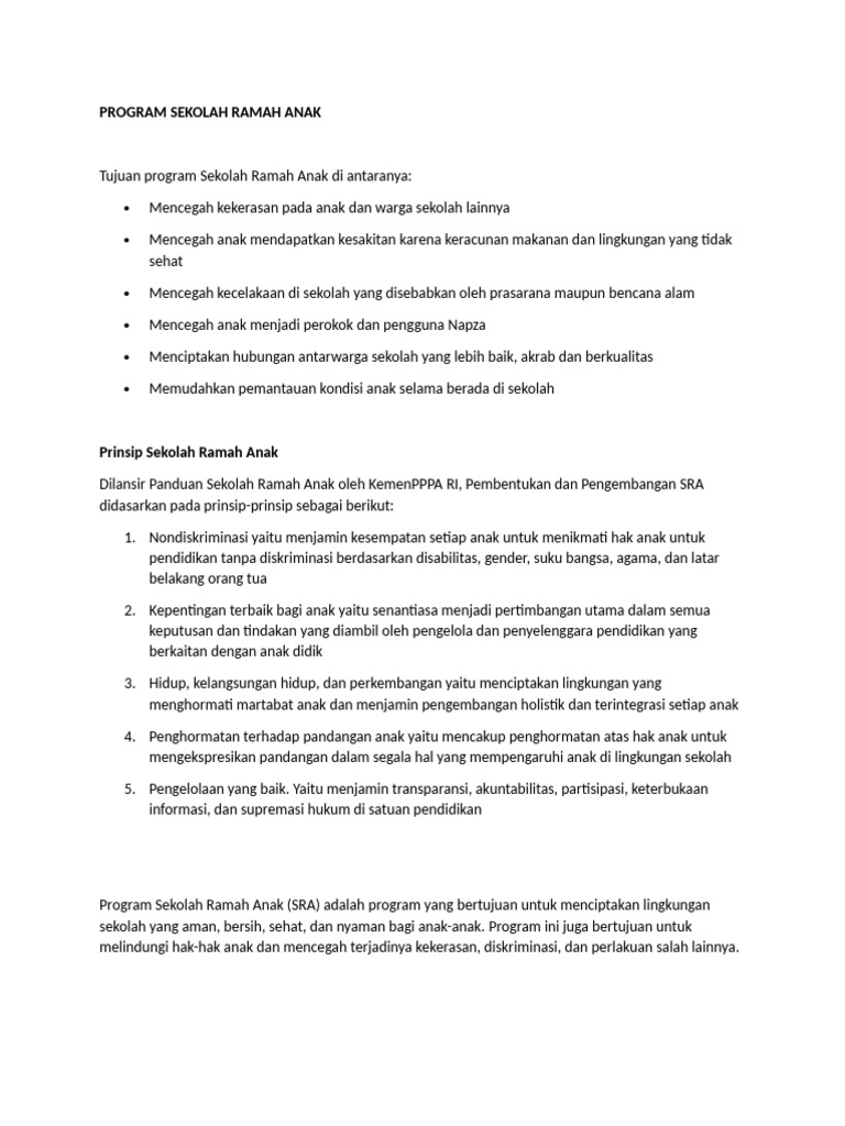 Program Sekolah Ramah Anak | PDF