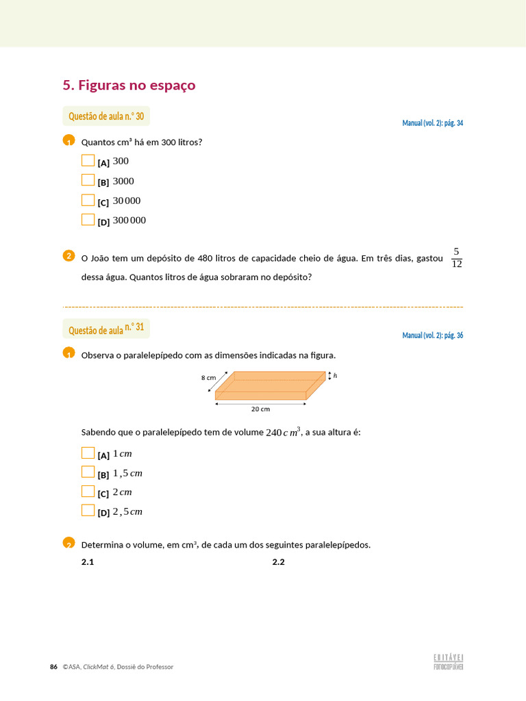 Questões de Aula - Unidade 5 | PDF