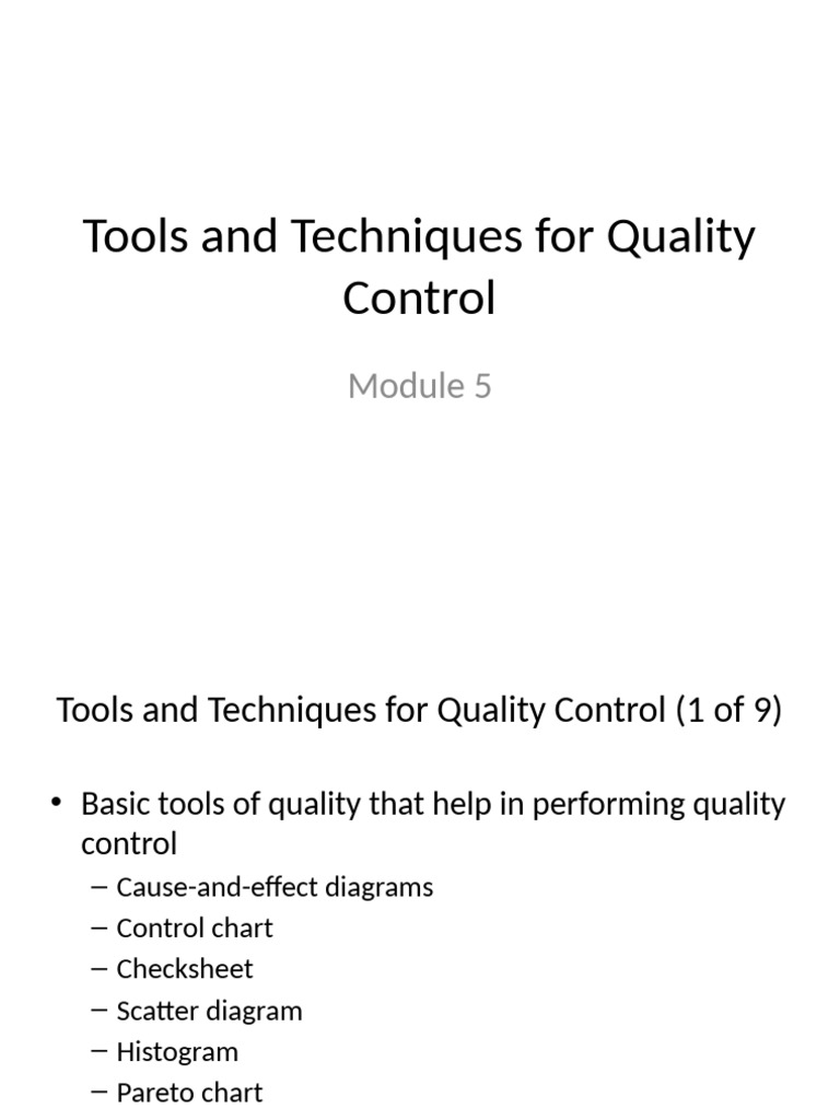 Tools and Techniques For Quality ControlMOD5-1 | PDF