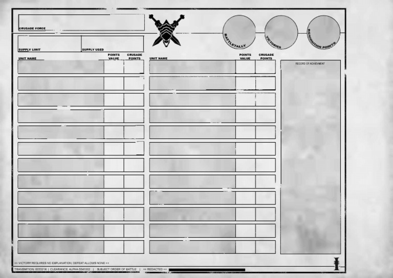 Crusade Roster Form Fillable | PDF