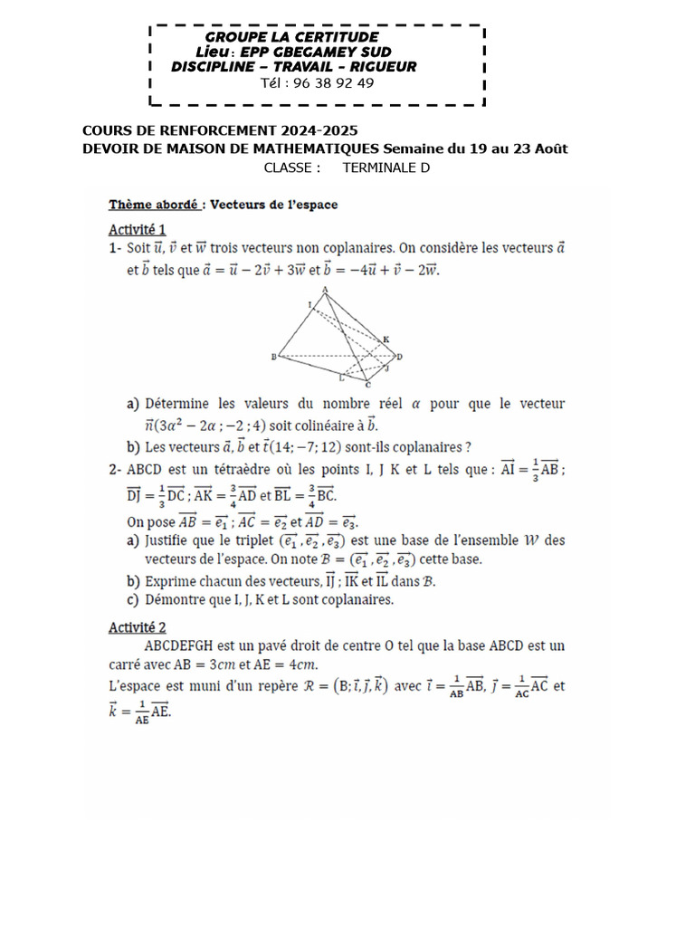 Planche de Math Terminale D | PDF