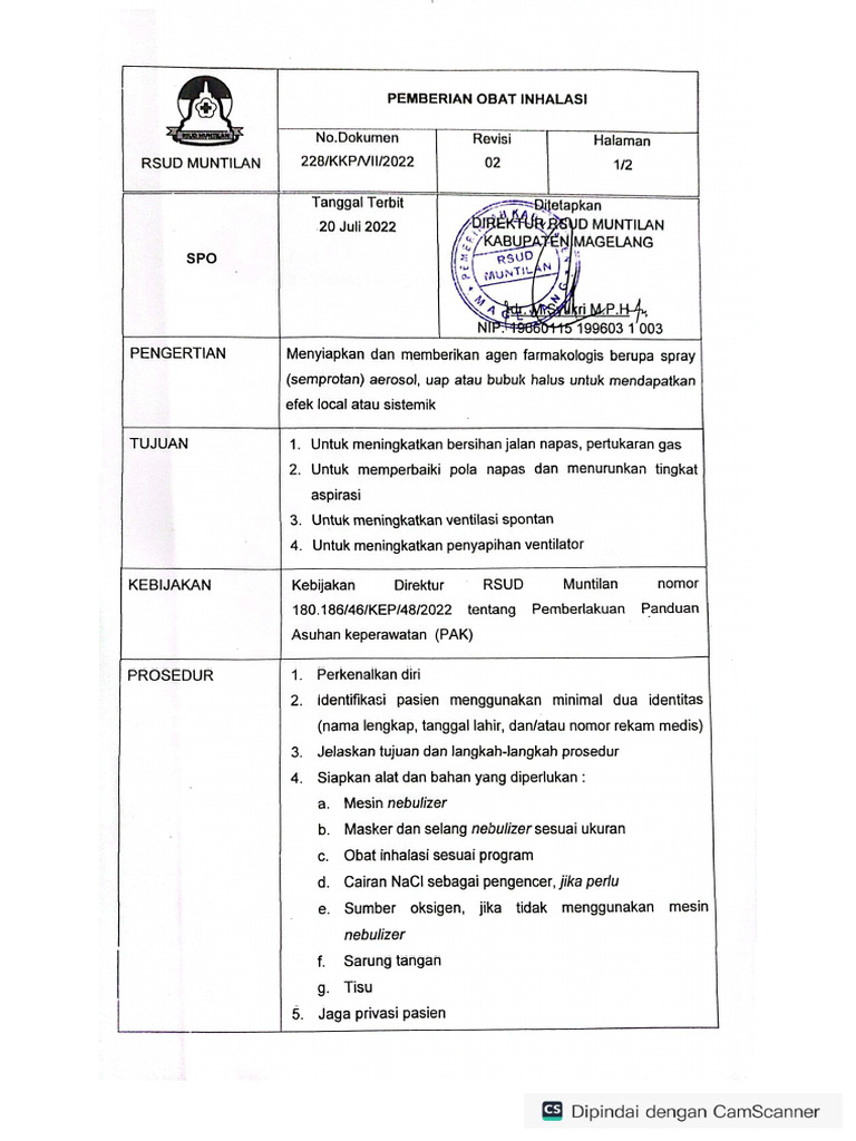 Pemberian Obat Inhalasi | PDF
