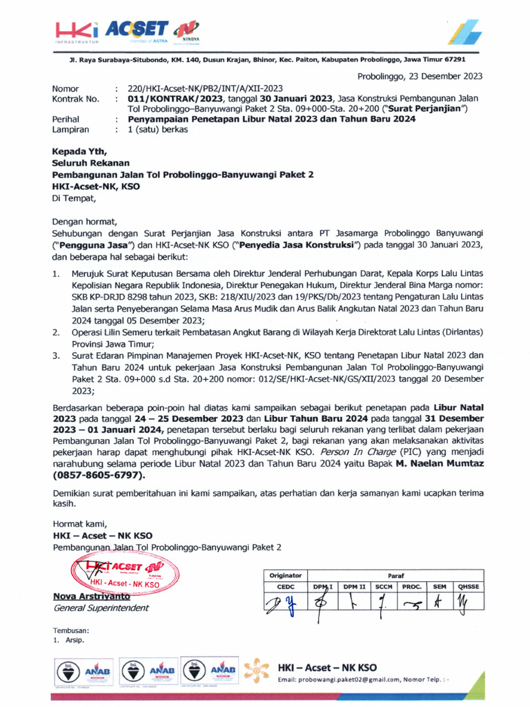 220-InT-A-XII-2023 - 23 Desember - Penetapan Libur Natal 2023 Dan Tahun ...