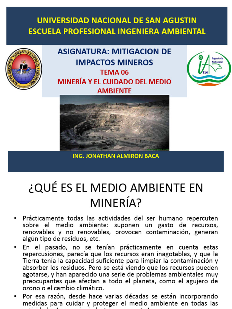 Tema 06-MINERÍA Y EL CUIDADO DEL MEDIO AMBIENTE | PDF | Minería | Hogar ...