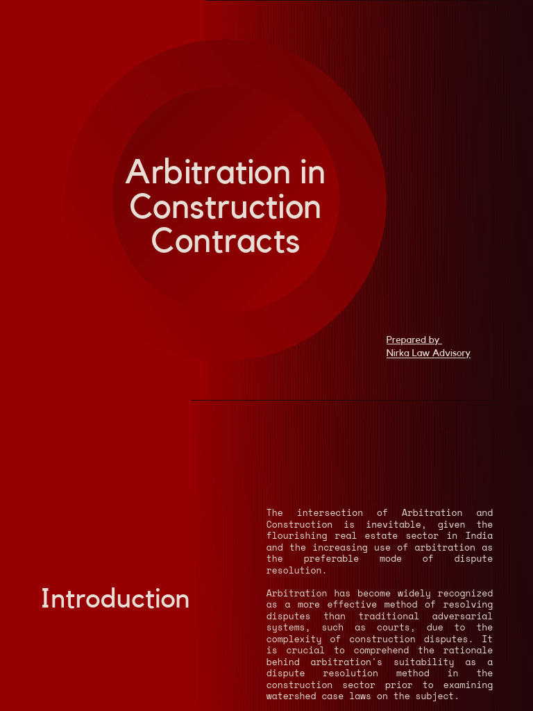 Arbitration In Construction Contracts Pdf
