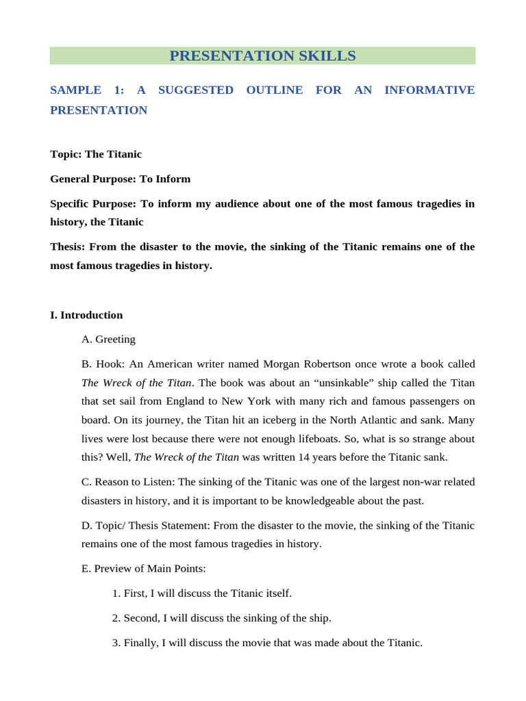 Titanic Presentation Skills Guide | PDF | Ships | Water Transport