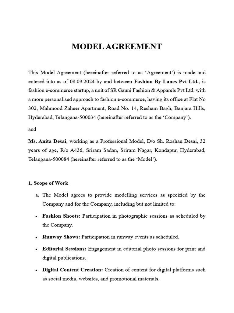 Model Agreement | PDF