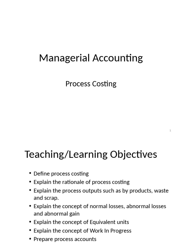 Week 6 Process Costing Pdf
