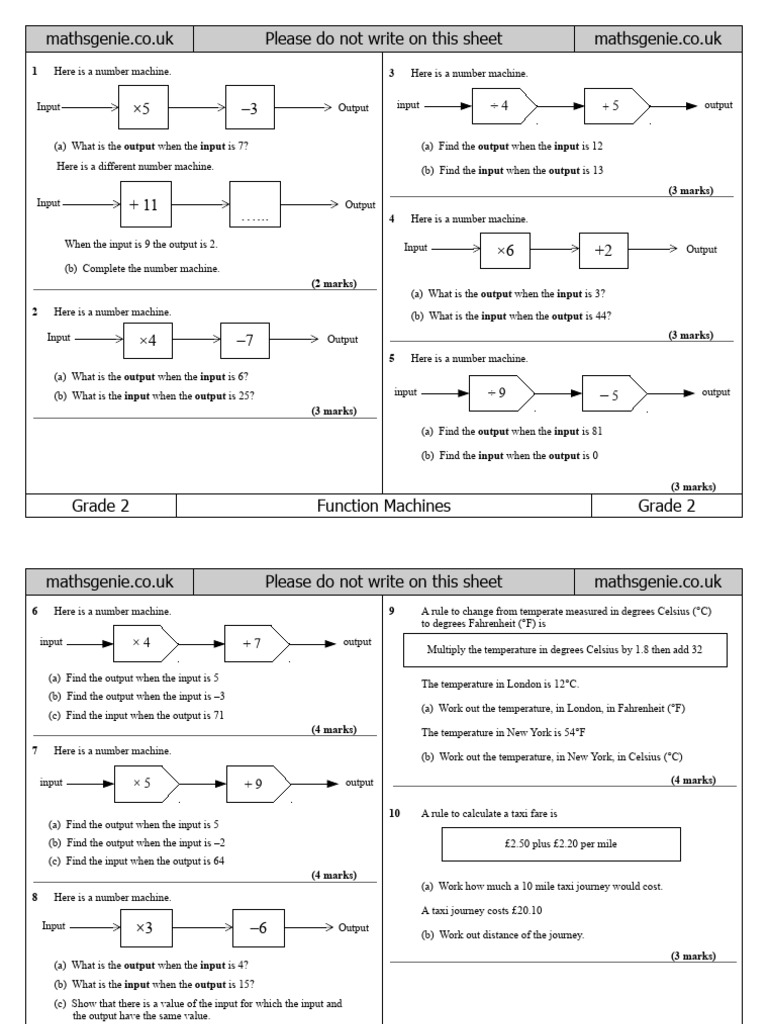 2 Function Machines Ws | PDF