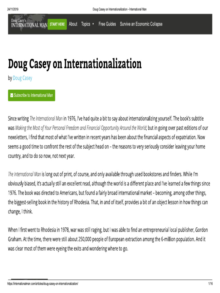 1doug Casey On Internationalization - International Man | PDF