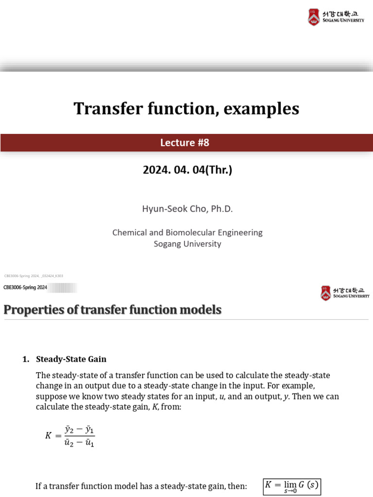 08 - Transfer Function - Examples - 040424 | PDF | Steady State ...