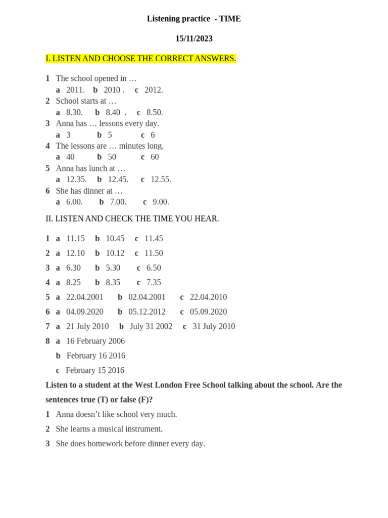 Listening Practice | PDF