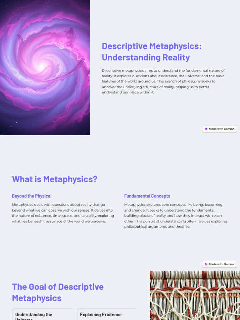 Descriptive Metaphysics Understanding Reality | PDF | Metaphysics ...