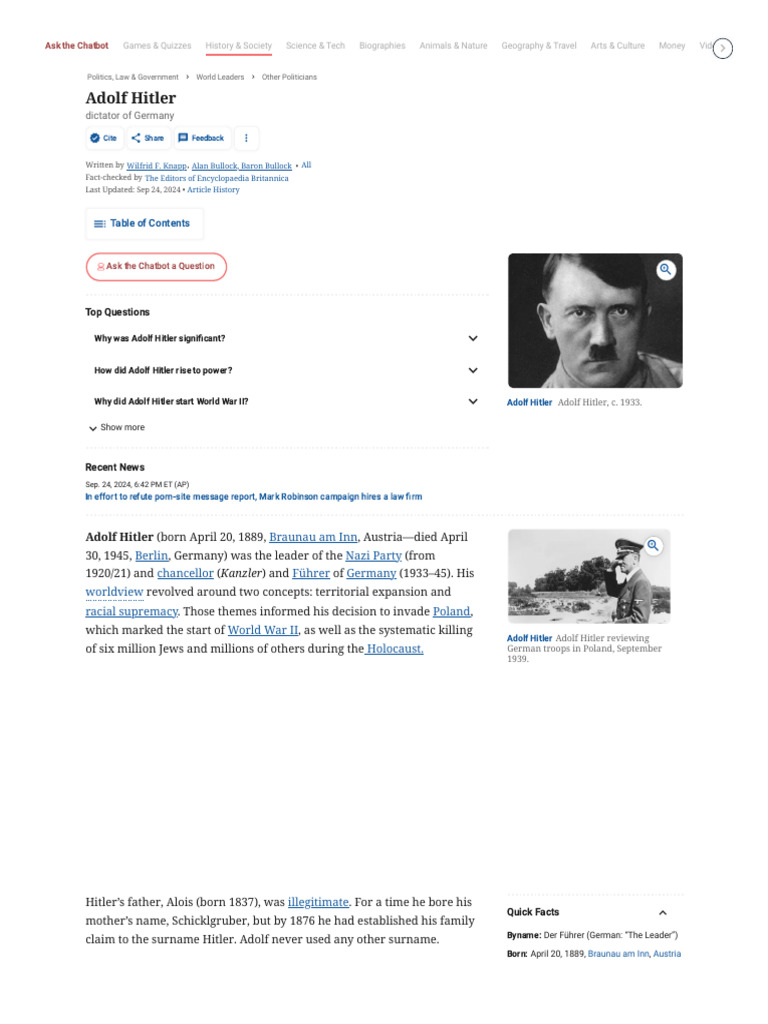 Adolf Hitler _ Biography, Rise to Power, History, & Facts _ Britannica ...